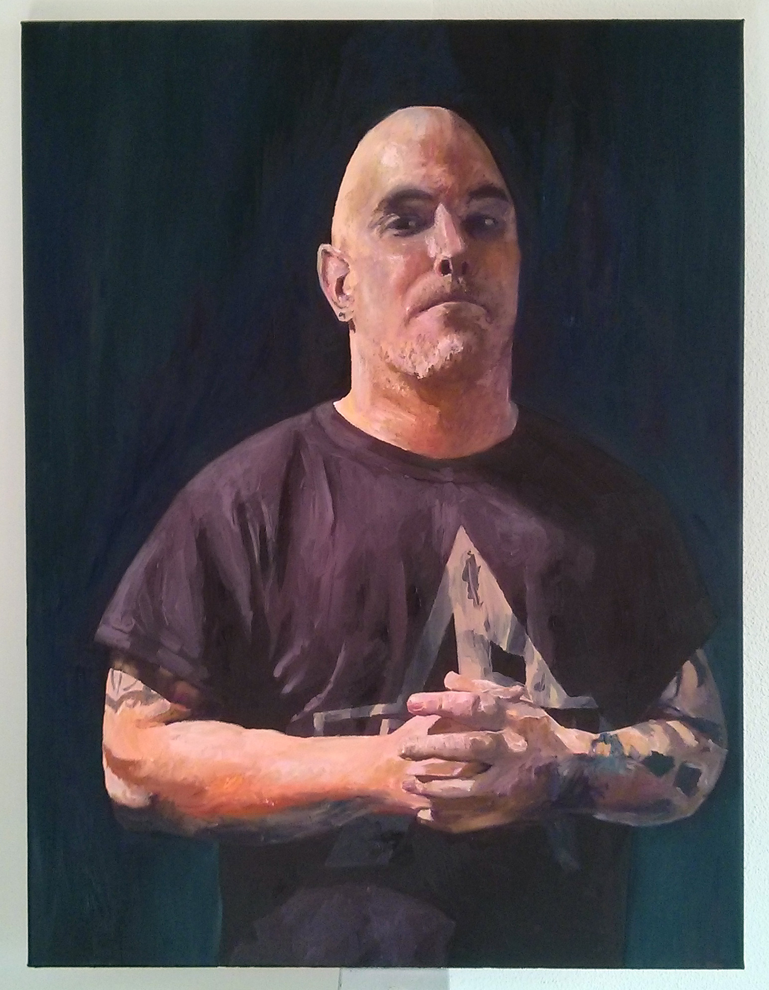 ‘Matt in Arkham T-shirt’ by Mata Haggis, 2013. Oil on Canvas. 60x80cm